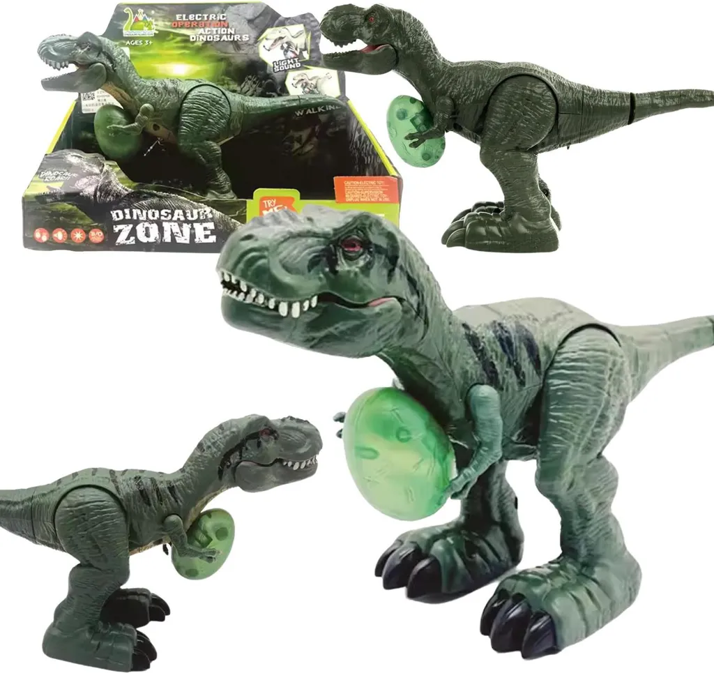 Set de dinosaures interactifs avec sons, lumières et œuf magique - 12 pcs