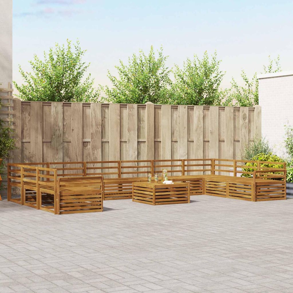 "Seasonal Sale"Sofagarnitur - CLORIS - Balkonmöbe/Sitzgruppe - 11 pcs - Moderne Design - Natur Massivholz Akazie - Gartensofas DEMöbel748756