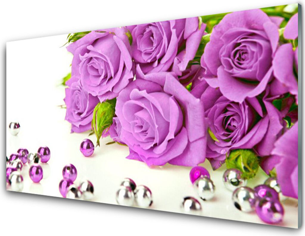 Küchenrückwand aus Glas 100x50cm Spritzschutz Rosen Pflanzen