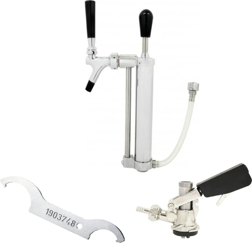 Sets mit Picknickpumpe mit Kolbenschankhahn 5/8 Co2-Abgang, Zapfkopf:Korb