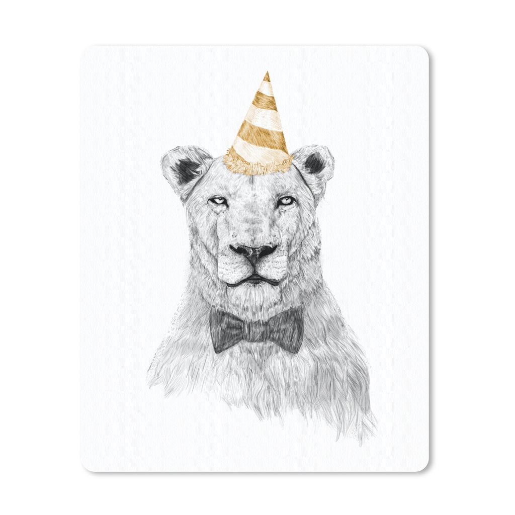 MuchoWow Mauspad Mousepad Löwe - Schleife - Party - Hut 30x40 cm - Mousepads - Maus Mat - Pad - Mausunterlage - Mausmatten
