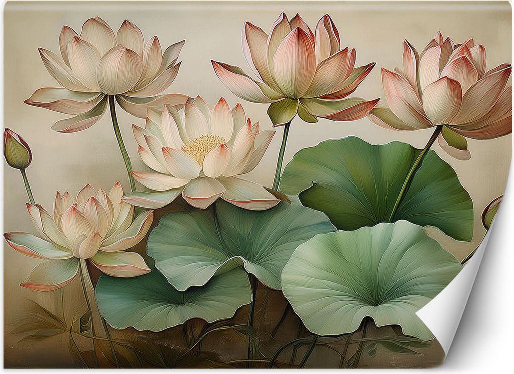 Vlies fototapete Blatt Lilien Blumen 200x140 cm Feeby Beige inkl. Kleber einfache Montage