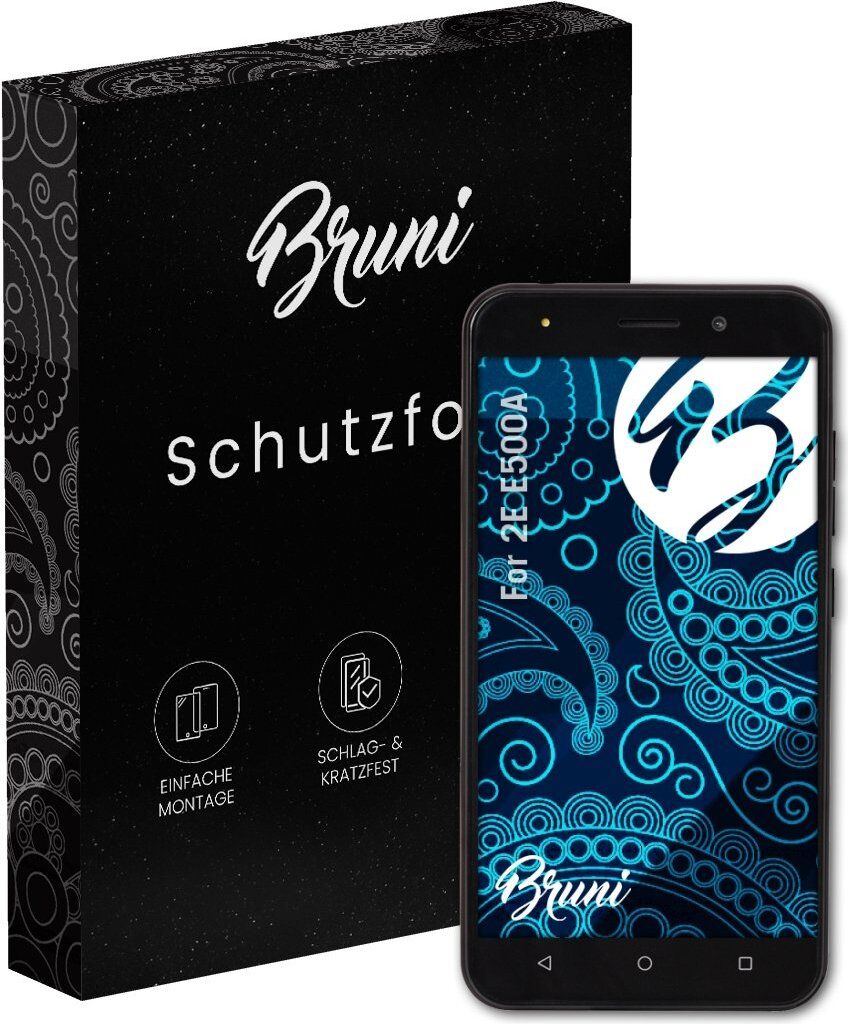 Bruni Basics-Clear 2x Schutzfolie kompatibel mit 2E E500A Folie