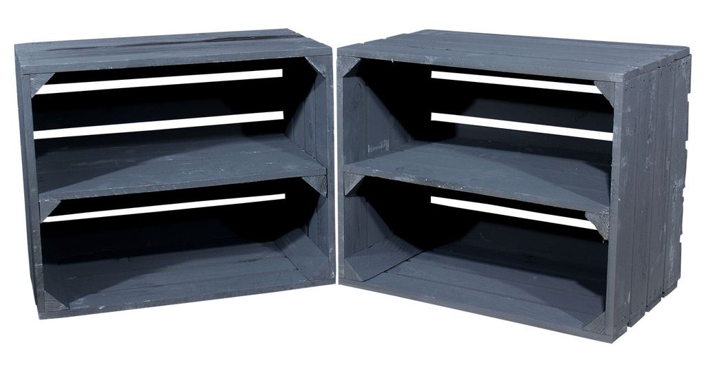 3x SCHWARZE KISTEN aus Holz mit Regalbrett / NEU / 50x40x30 cm / stapelbare Obstkiste für zB Deko