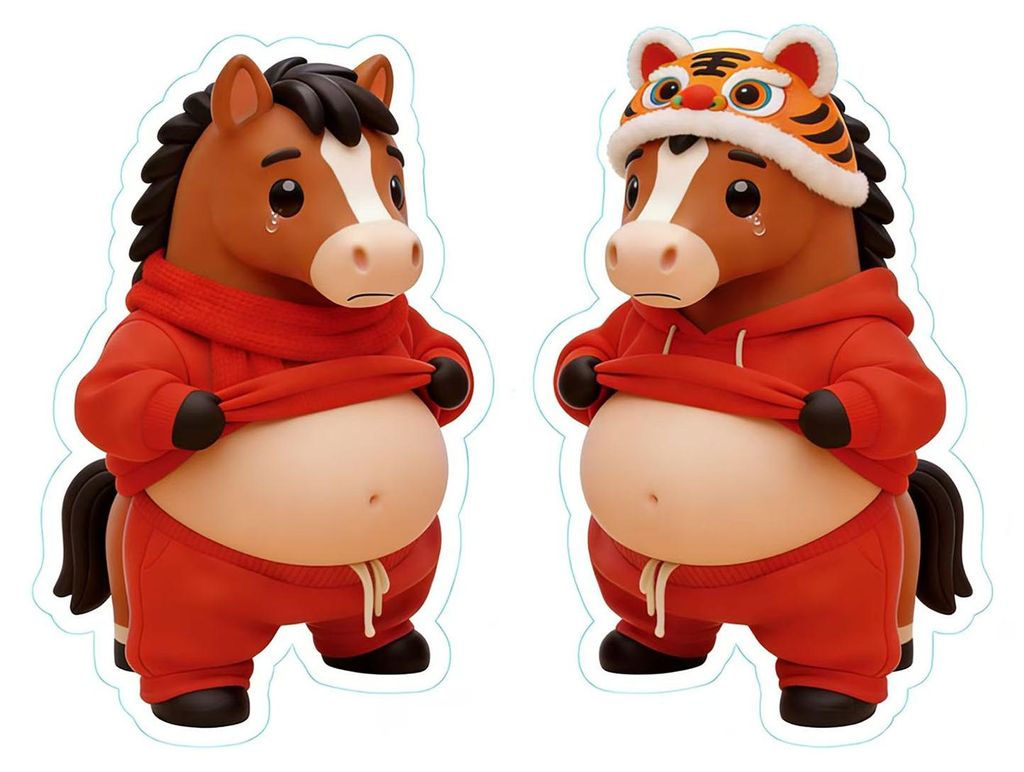 Paar 3D-Elastik-Tieraufkleber mit Bauchmotiv zur Linderung von Angst und Stress, Cartoon-Tieraufkleber mit dickem Bauch, kneifender Bauch, Antikoll...