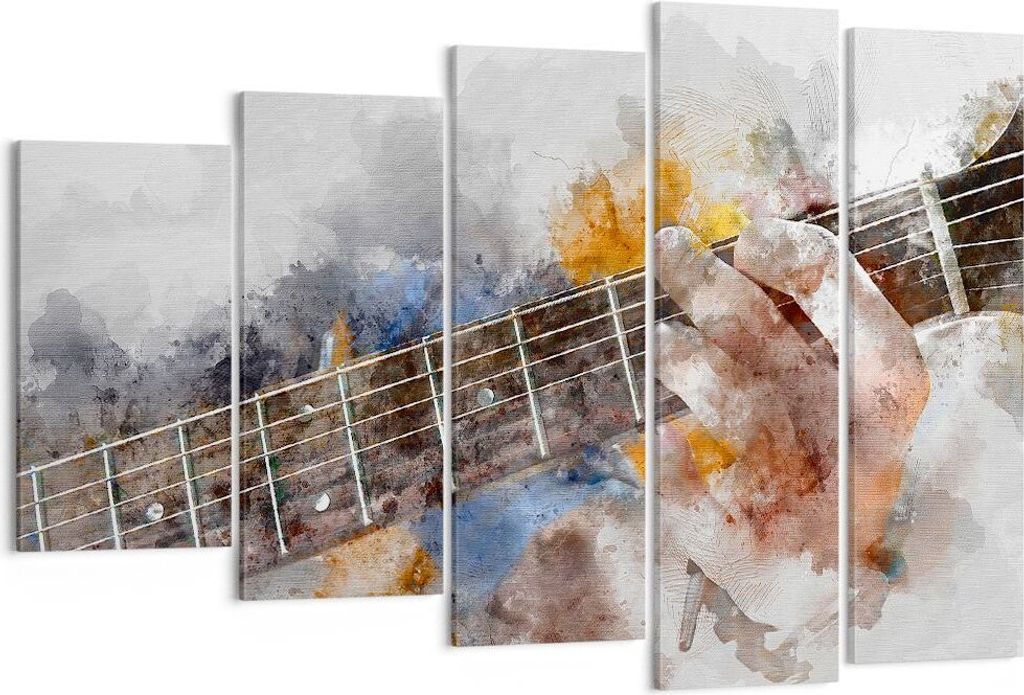 Bild auf Leinwand - Leinwandbild - Gitarre Musik - 150x100cm - Wand Bild - Wanddeko - Wandbilder - Leinwanddruck - Bilder - Kunstdruck - Wanddekora...