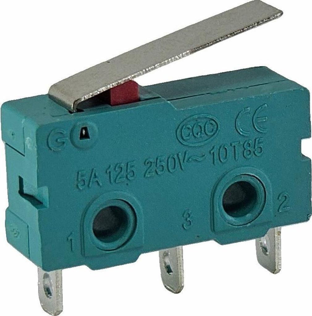 Mikrotaster 3 Pins 250V 5A, 2 Stellungen EIN/EIN, Endschalter mit Hebel Arm