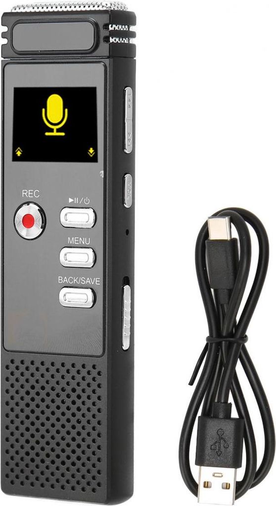 Digitales Diktiergerät mit Sprachaktivierung, Rauschunterdrückung, HiFi-Stereo-Sound, 300-mAh-Akku und USB-Anschluss für Vorlesungen und Interviews