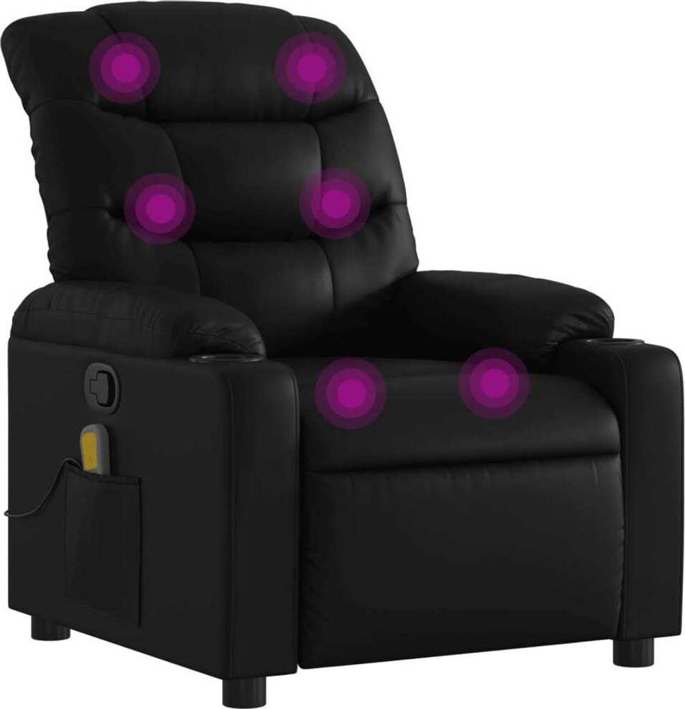 Massagesessel Schwarz Kunstleder Produktbild 