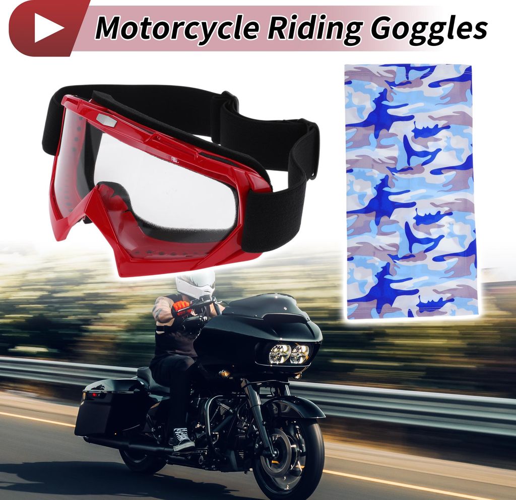 1 Set Motorradfahrbrille PC TPU Outdoor-Sportsonnenbrille Für Motocross Dirt Bike ATV Klare Linse Rote Fassung