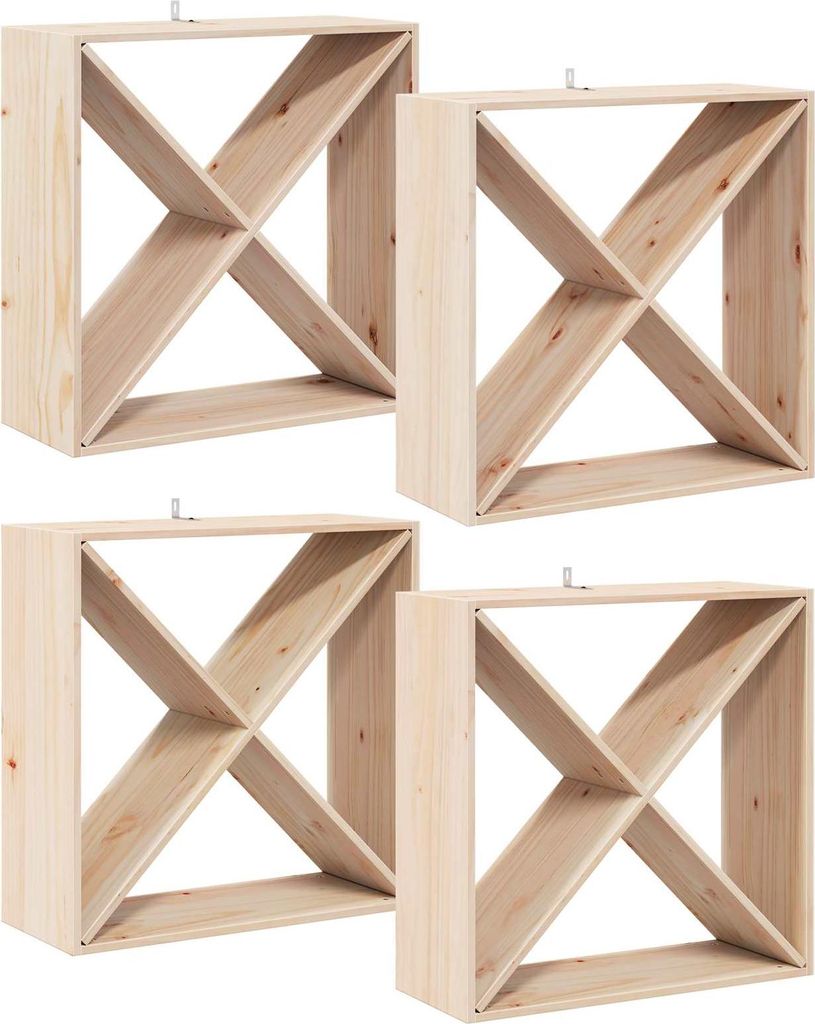 Weinregal 4 pcs Natur 62 x 25 x 62 cm Massives Kiefernholz
