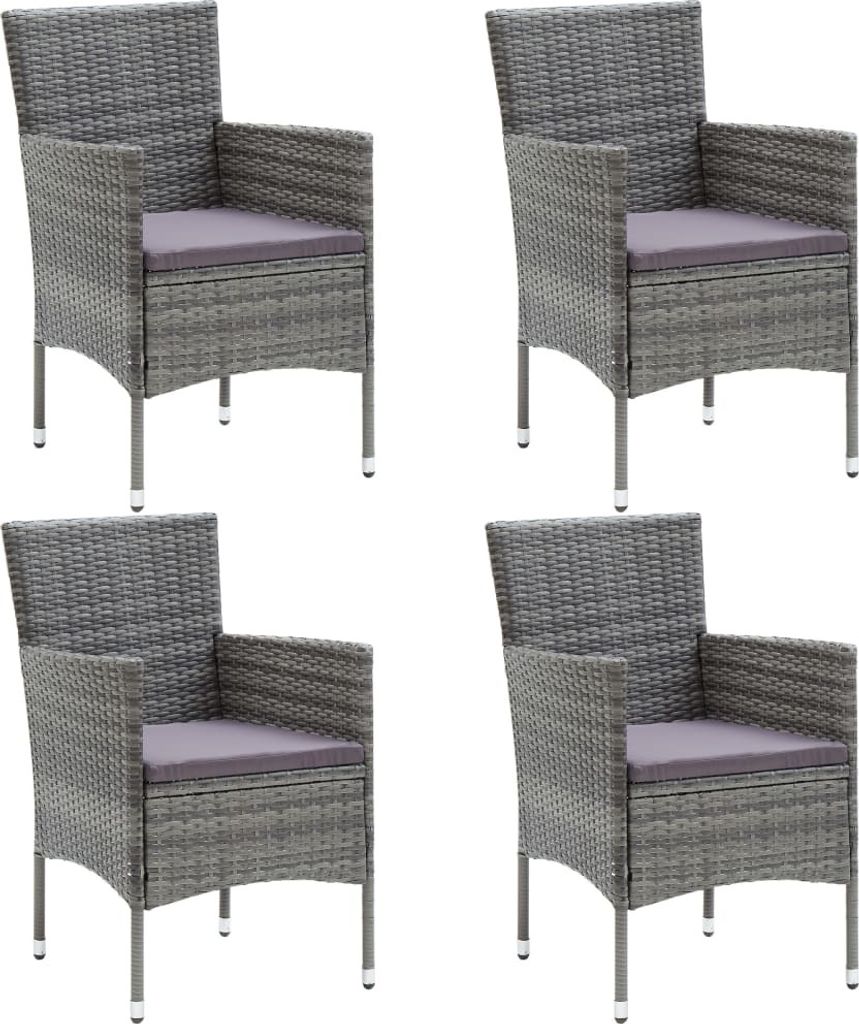 Garten-Essstühle 4 Stk. Poly Rattan Grau