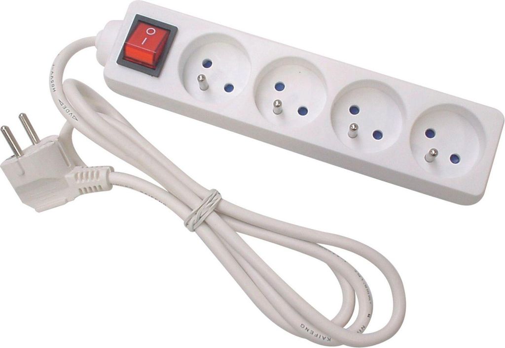 Perel Steckdosenleiste mit Schalter, 4 Typ-E-Steckdosen mit Kindersicherung, 1,5 m H05VV-F 3G1.5