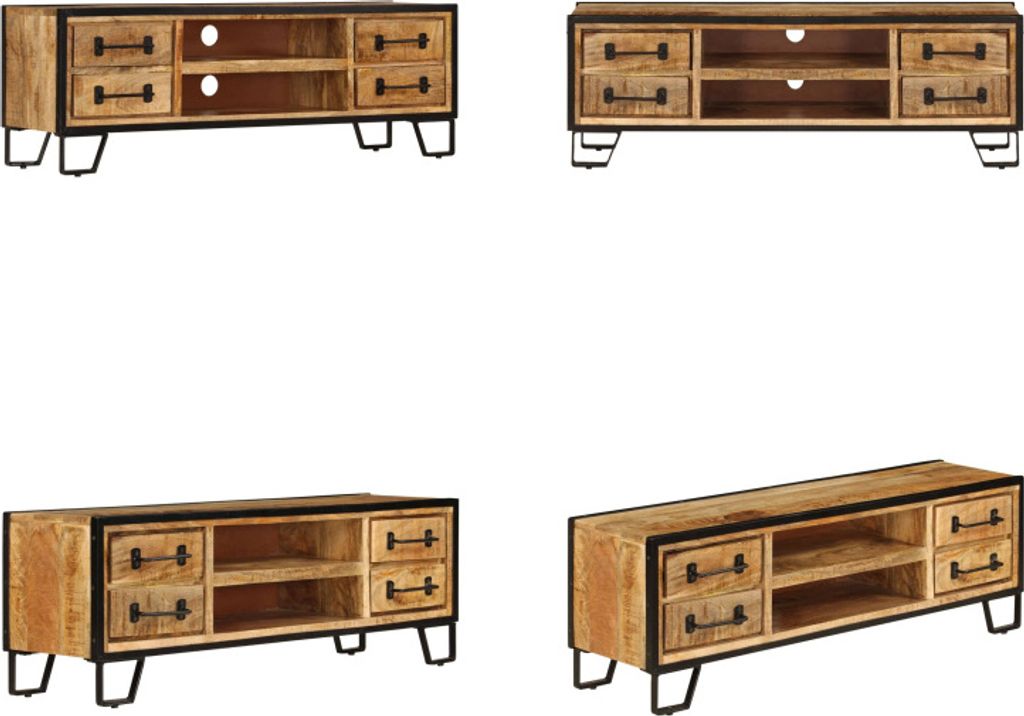 vidaXL TV Regal mit Schubladen 120 x 30 x 40 cm Massivholz Mango - TV-Möbel - TV-Schrank - TV-Schränke - HiFi-Schrank