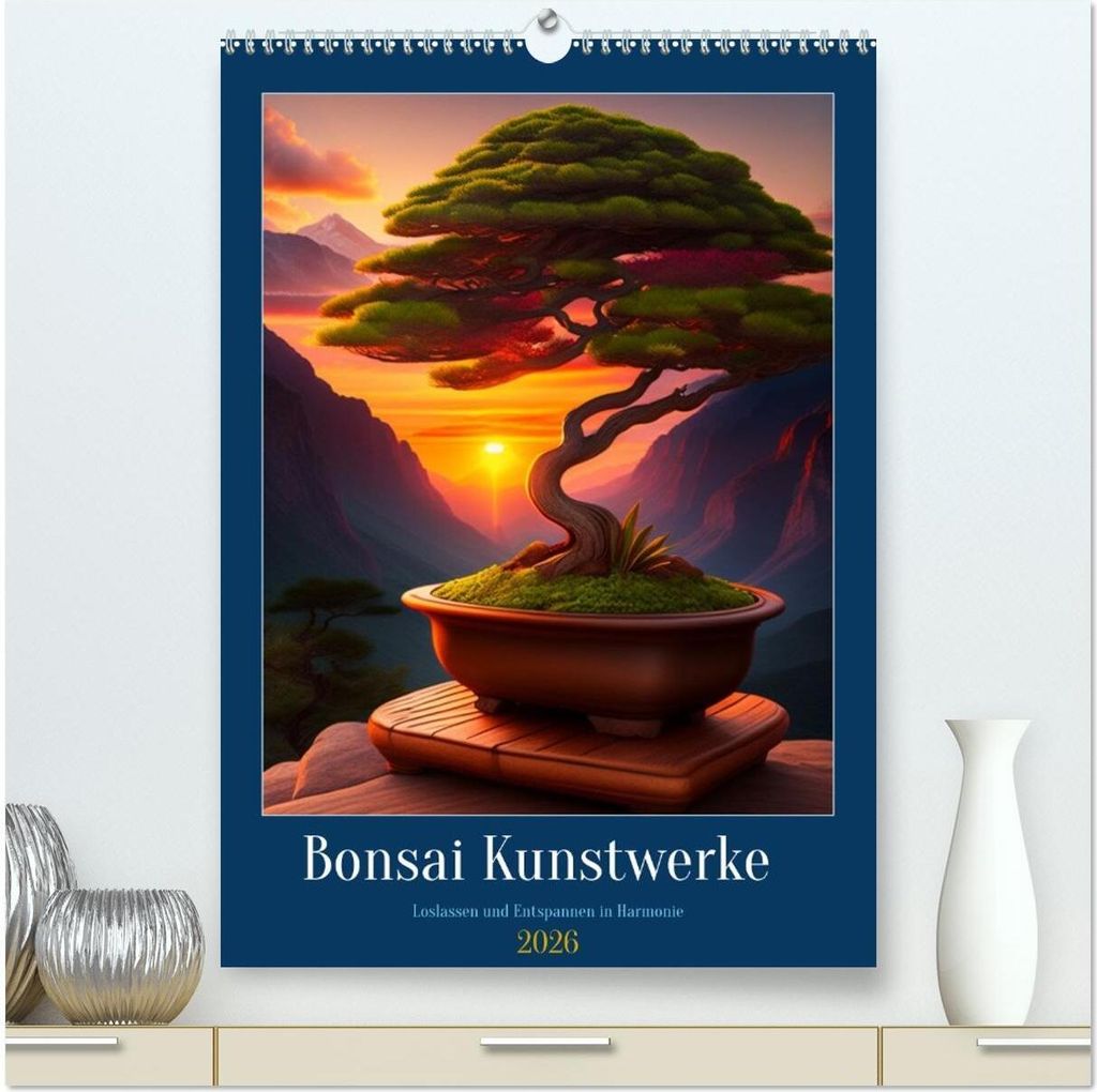 Bonsai Kunstwerke (hochwertiger Premium Wandkalender 2026 DIN A2 hoch), Kunstdruck in Hochglanz