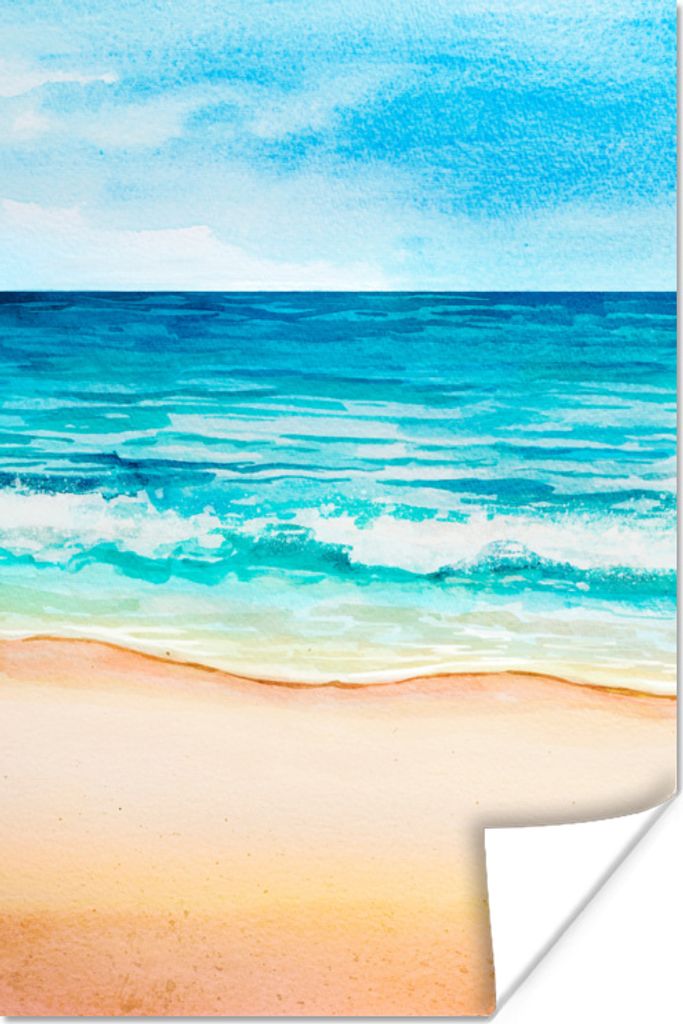 MuchoWow Poster Strand - Golf - Meer 60x90 cm - Wanddekoration