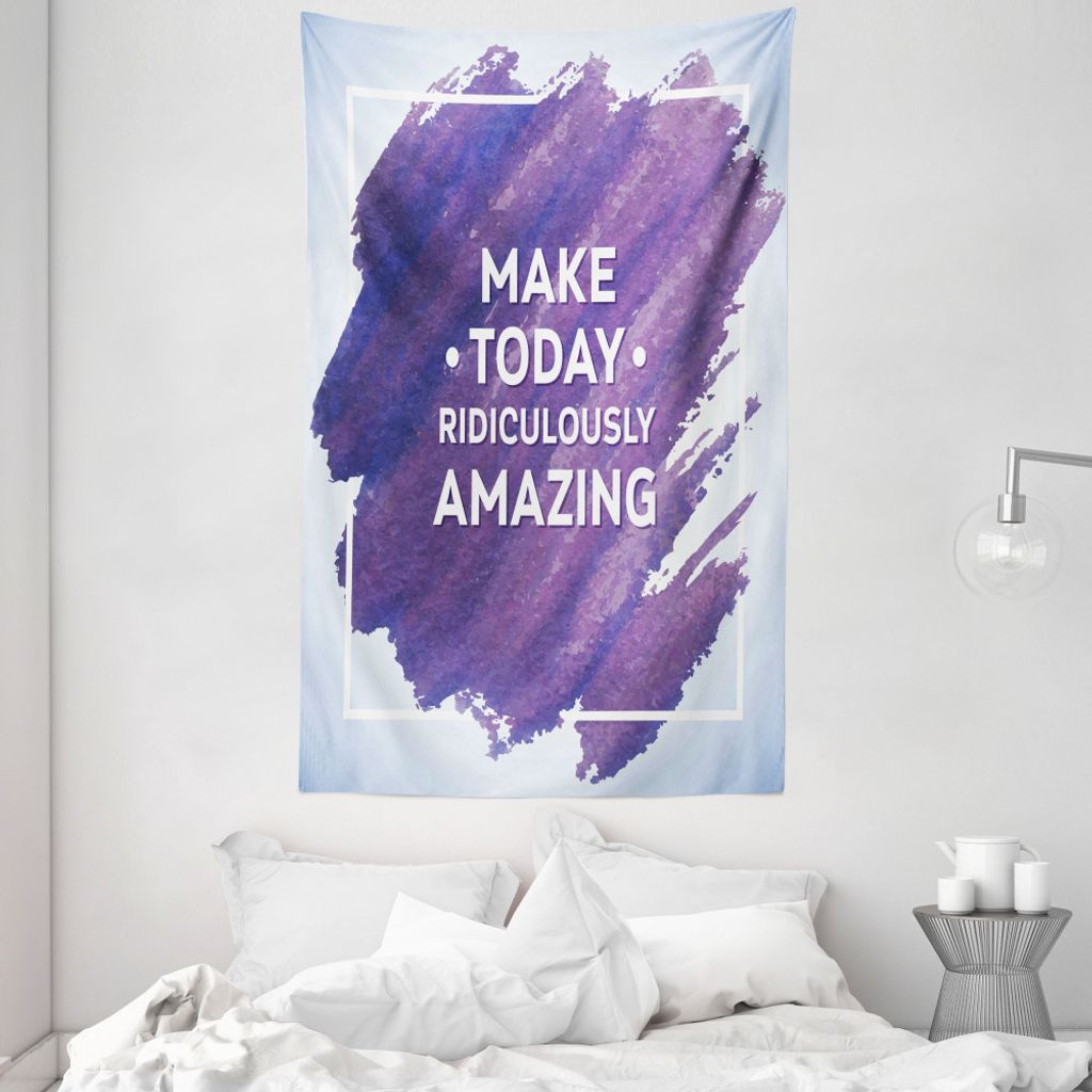 ABAKUHAUS Zitat Wandteppich und Tagesdecke, Machen Sie heute Text aus Weiches Mikrofaser Stoff Waschbar ohne Verblassen Digitaldruck, 140 x 230 cm,...