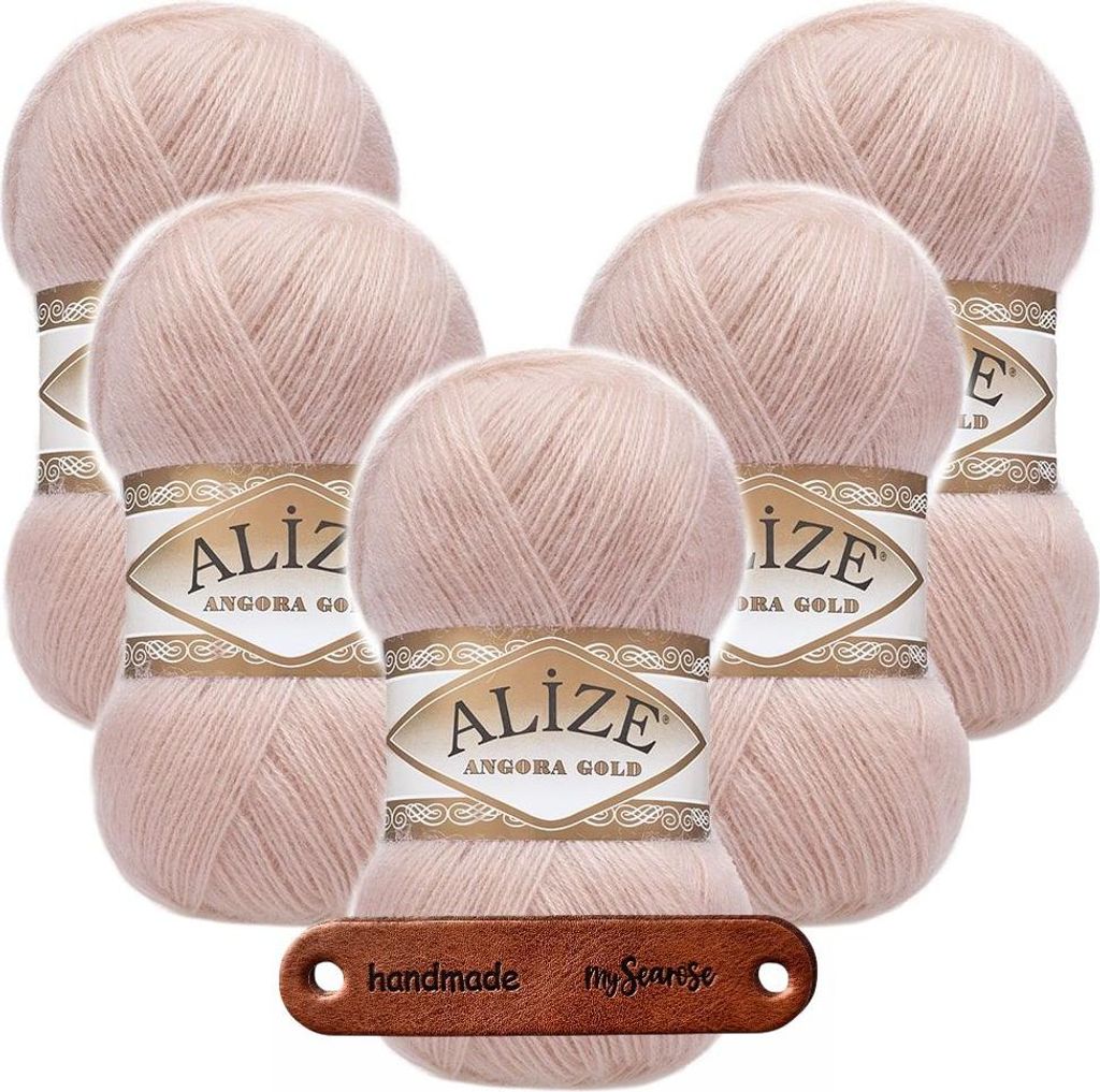 5 x ALIZE Angora Gold 161 Powder mit Label Produktbild 