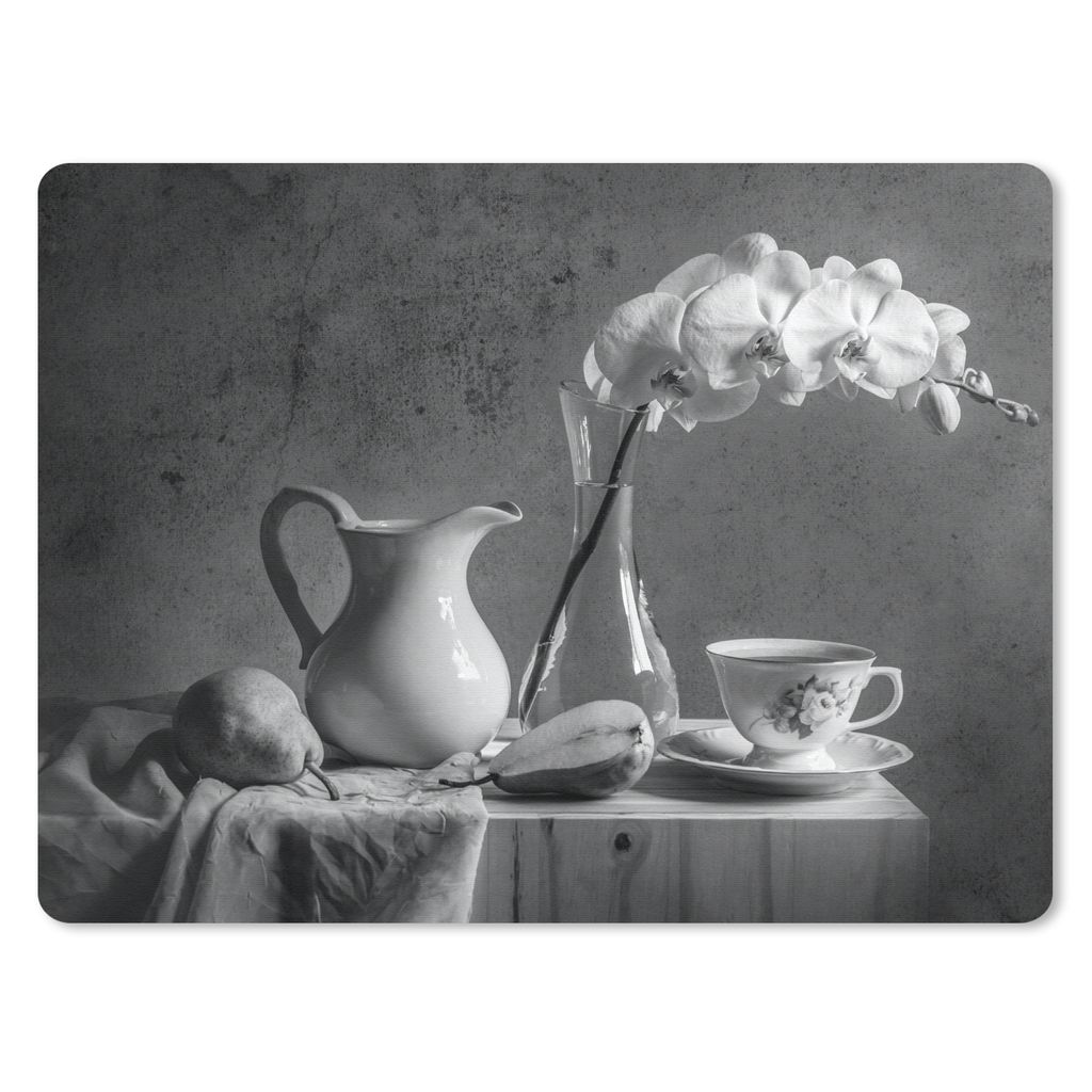 MuchoWow Mauspad Mousepad Tisch - Stilleben - Schwarz - Weiß 23x19 cm - Mousepads - Maus Mat - Pad - Mausunterlage - Schreibtischunterlage - Mau...