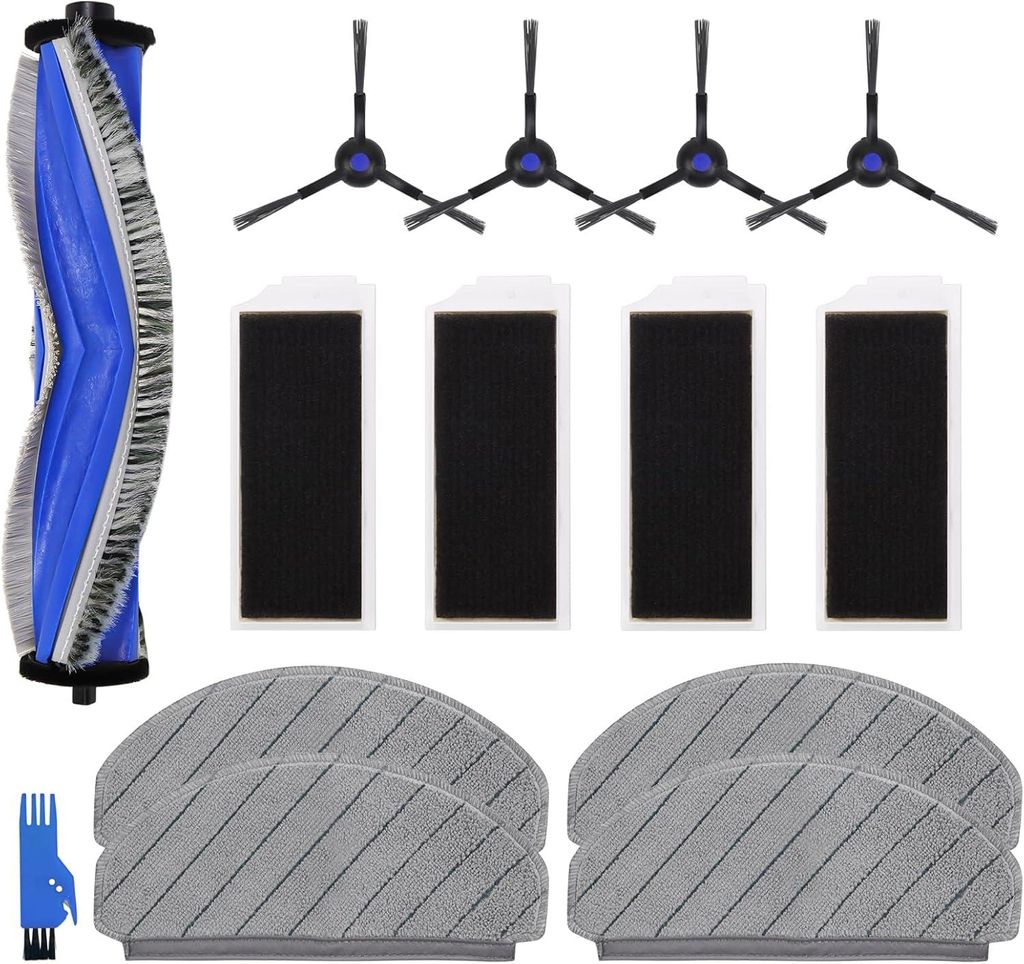N20 Zubehör Ersatz Kompatibel für ECOVACS DEEBOT N20, N20 Plus, N20 Pro Plus Saugroboter, 1 Hauptbürste, 4 Filter, 4 Seitenbürsten, 4 Mopp Wisc...