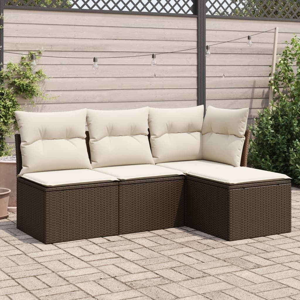 Maison Exclusive - 4-tlg. Garten-Sofagarnitur mit Kissen Braun Poly Rattan