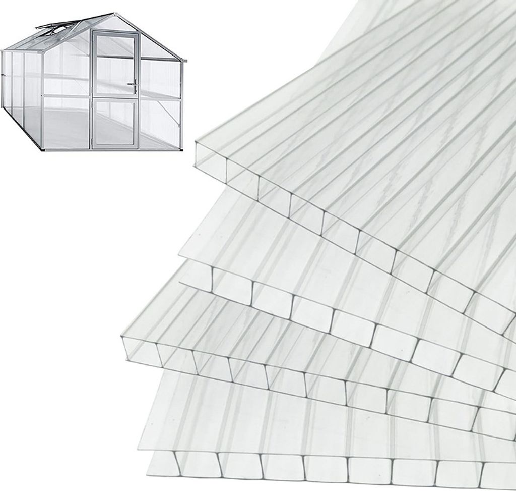 Jopassy 14x Polycarbonat Doppelstegplatten 4mm Gewächshaus Hohlkammerplatten