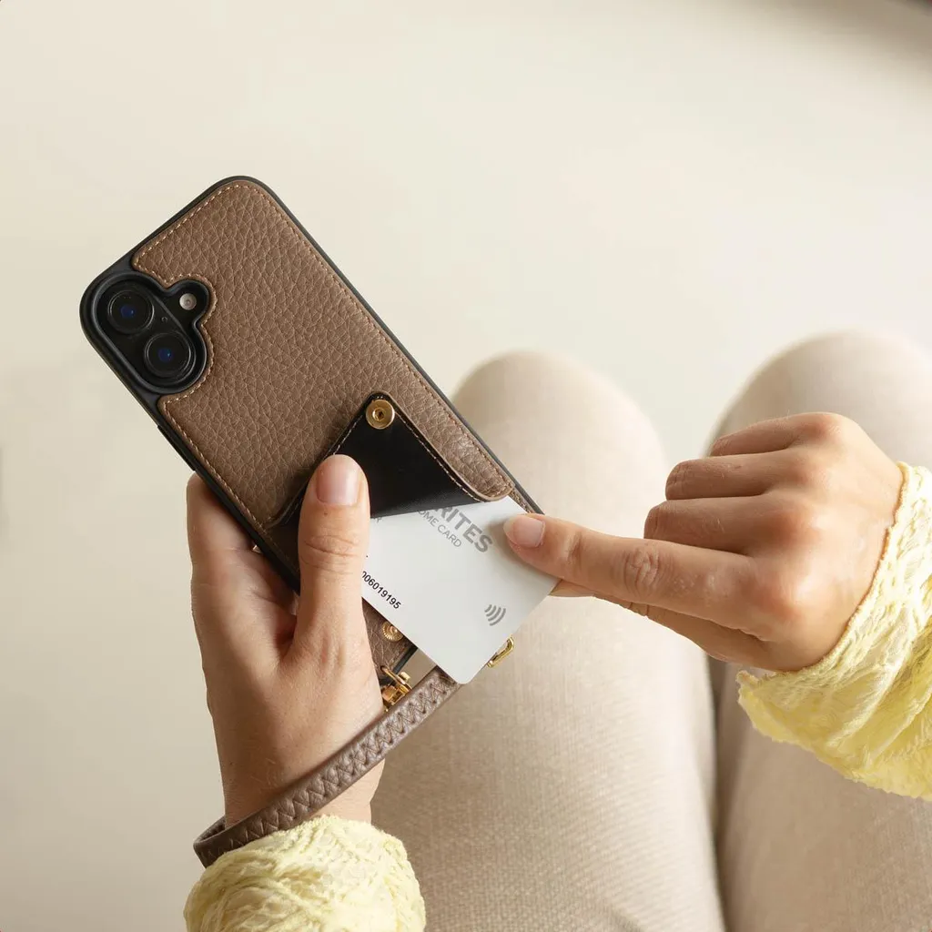 Custodia IPhone 14 Pro Con Cordino Tracolla Regolabile - Morbida TPU Marrone, Cover Con Cinturino Rimovibile, Protezione Antishock E Antigraffio - 6