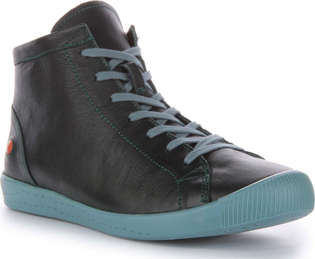 Softinos IBBI653 Supple Damen Weiche Ledersneaker Dusky Green – 4 Großbritannien - 37 EU - 6,5-7 US / Dunkles Grün