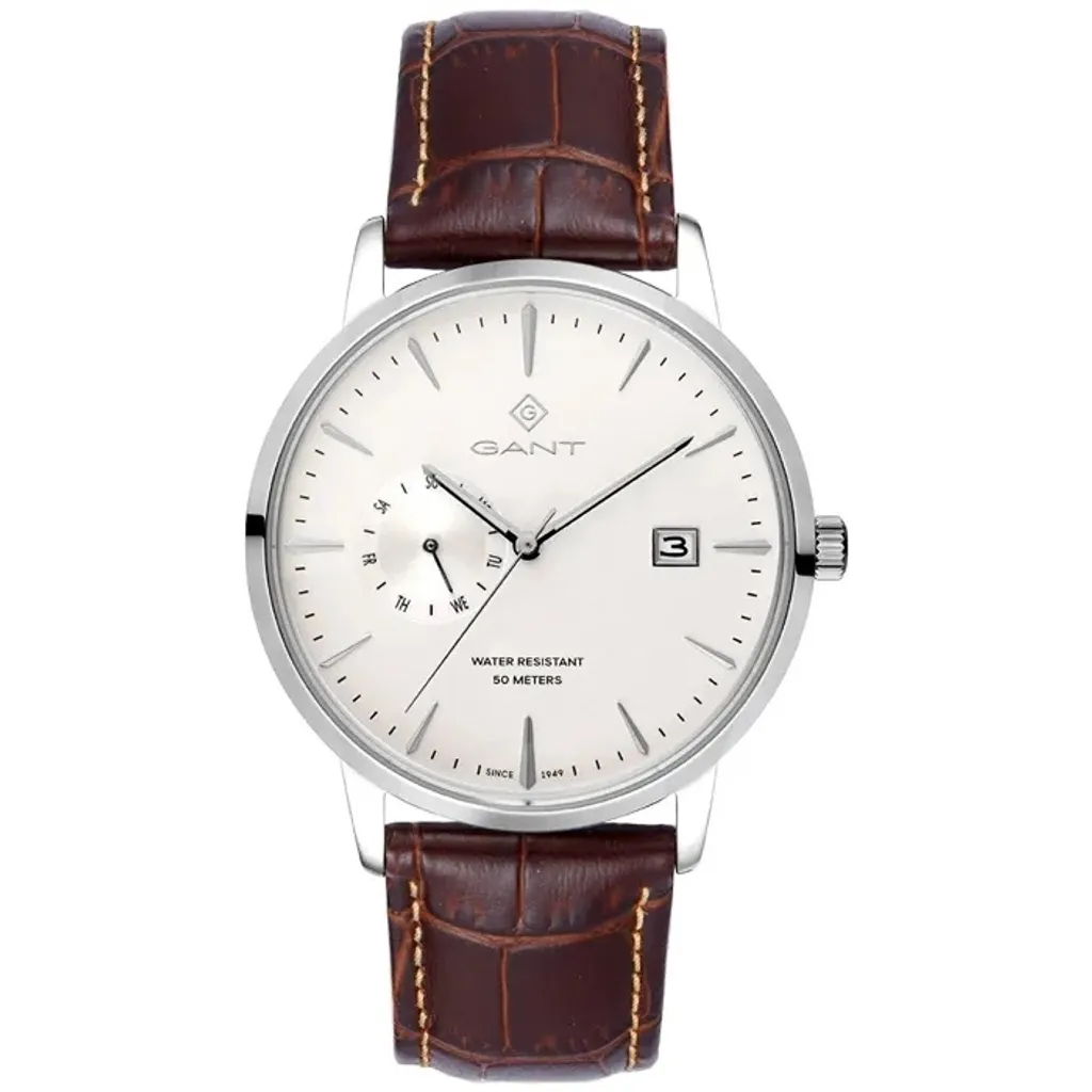 Montre Gant East Hill G165002 homme en cuir marron et cadran blanc