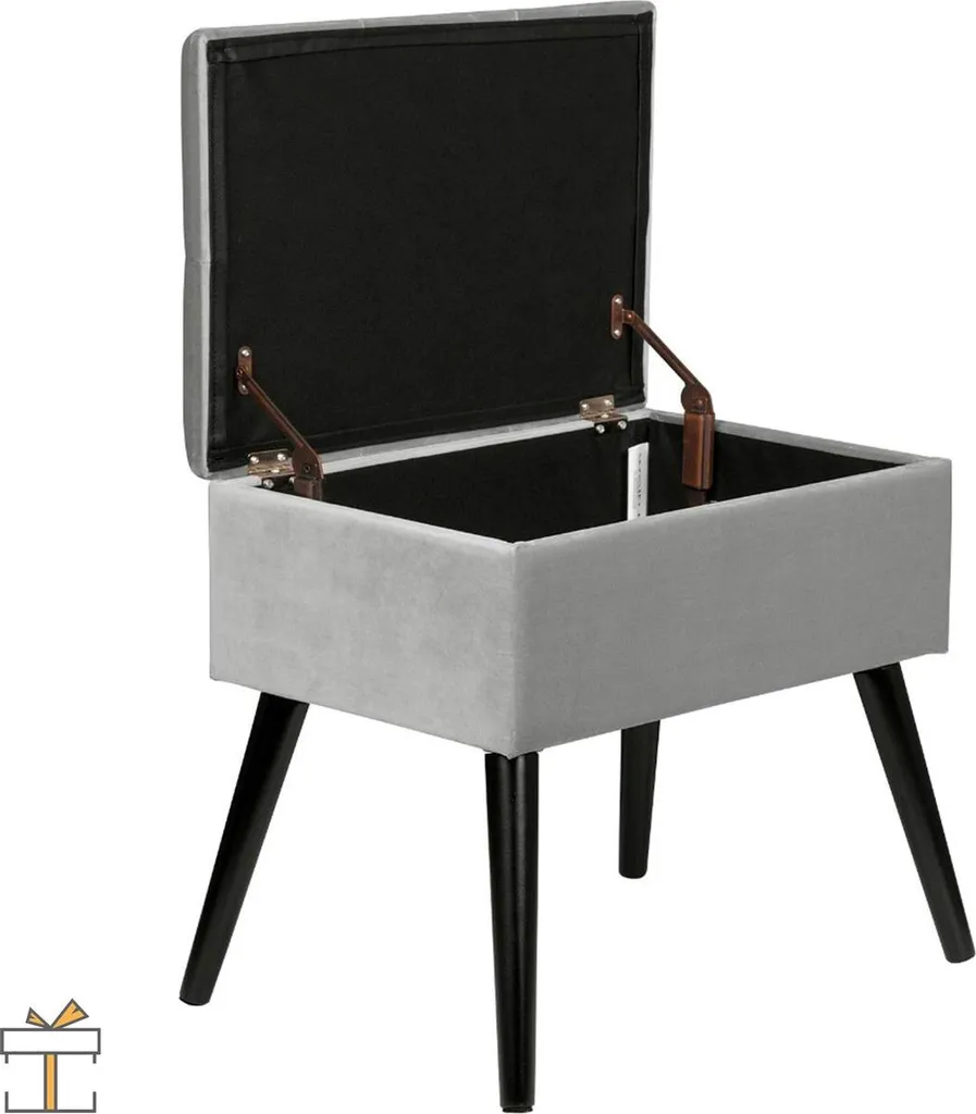 Happyment Coffre de Siège avec Rangement et Pouf en Tissu Gris Élégant - 2