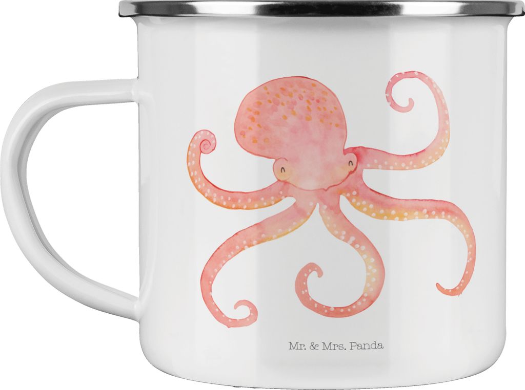 Mr. & Mrs. Panda Motivtasse Tintenfisch - Weiß - Geschenk, Haferl, Meer, Lustige Sprüche, Pott, Teetasse, Krake, Teebecher, Meerestier, Emaille T...