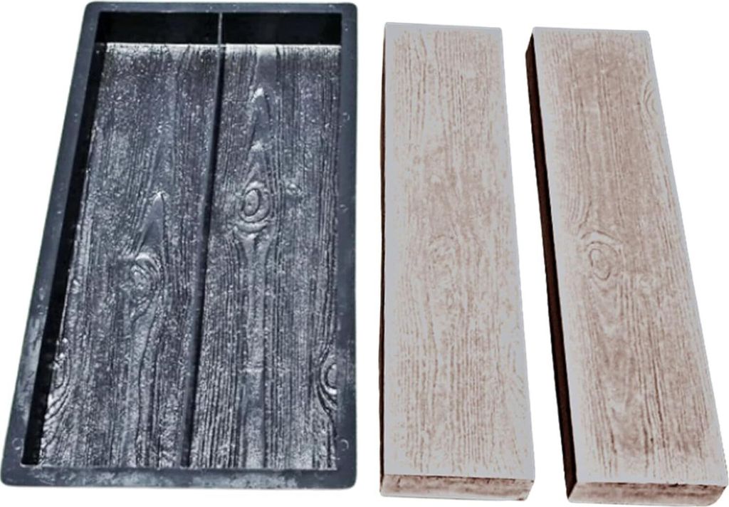 Schalungsform Gießformen Holzstruktur Holzbohlenoptik Diele 2 x (60 x 15 x 6 cm) -Terrassenplatten Gehwegplatten selber gießen