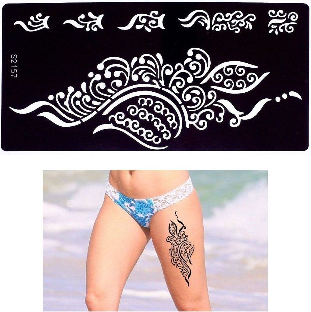 Henna Tattoo Schablone Airbrush Stencil Blume Ornamente Produktbild 