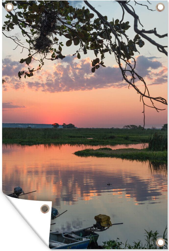 MuchoWow 60x90 cm Outdoor-Poster Gartendeko Sichtschutz Garten Poster für den Garten Blick vom Fluss im Pantanal in Brasilien