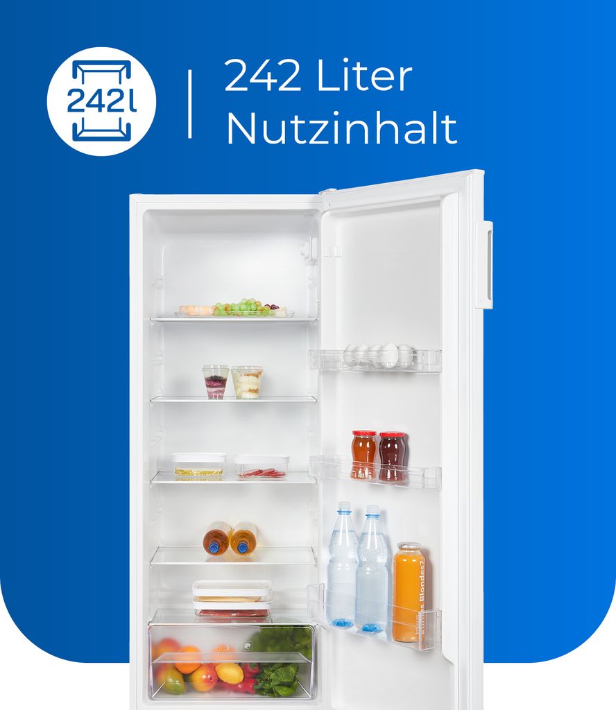 Exquisit Vollraumkühlschrank KS320-V-H-040E weiss | 242 l Produktbild 4