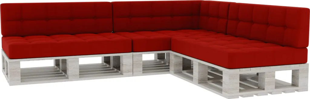 Matelas pour palette 120x80 cm - Set complet assise et dossier rouge