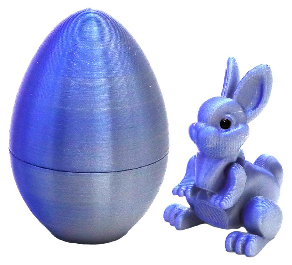 Ostereier-Ornament mit Hasenohren und beweglichem Hasen im Inneren – 3D-gedruckte Hasenfigur mit beweglichen Gelenken – Fidget-Spielzeug für O...