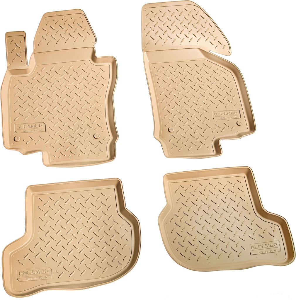 3D Gummi Fussmatten für VW Golf Plus | BJ 2004-2014 | beige mit Rand