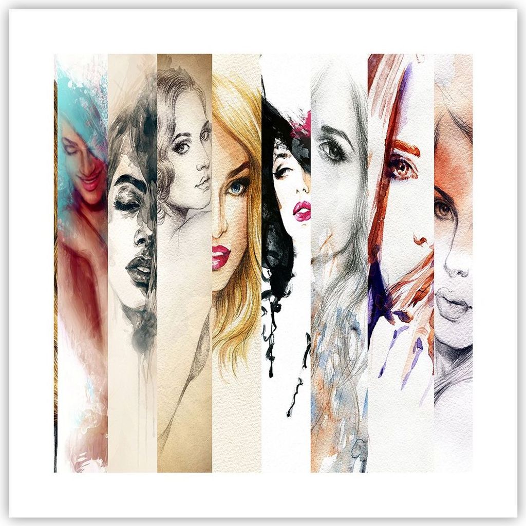 Poster - Poster ohne Rahmen - Frauen Schönheit Dame Illustration - 40x40 cm - Wand Bild - Wanddeko - Wandbilder - Kunstposter - Wandposter - Bilde...