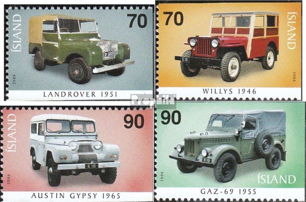 Briefmarken Island 2006 Mi 1124E-1127E (kompl.Ausg.) postfrisch Autos