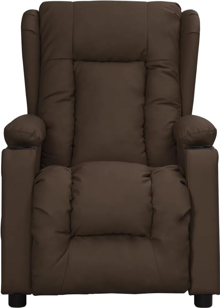 Fauteuil relax ergonomique brun en similicuir avec repose-pieds intégré
