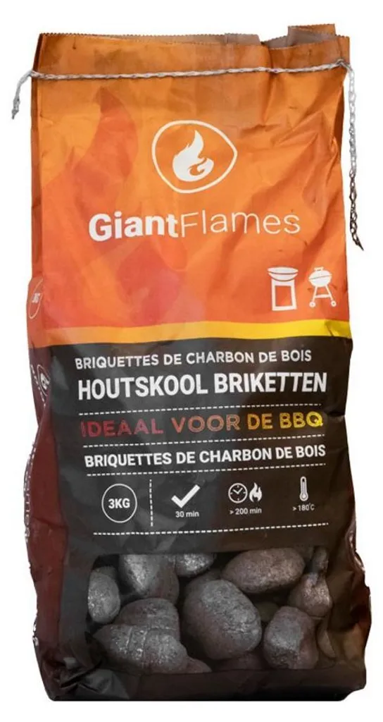 Briquette Charbon de Bois PEFC Giant Flames 3 kg Haute Température x3