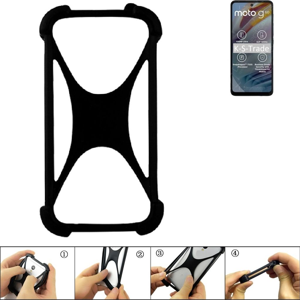K-S-Trade Handy-Hülle Schutz-Hülle kompatibel mit Motorola Moto G60 Silikon Bumper TPU Softcase Smartphone Stoßschutz, schwarz