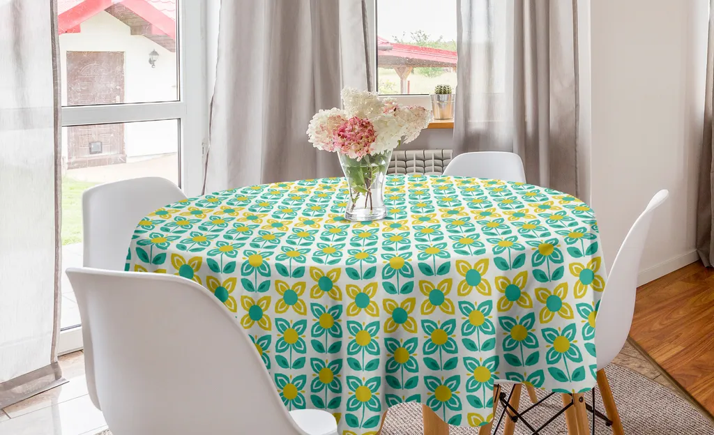 Abakuhaus Tovaglia Rotonda 150cm Floreale Verde Acqua Giallo - Offerta