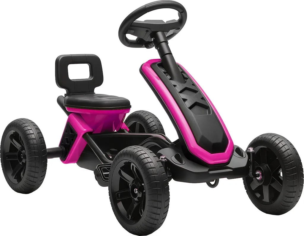 Kart enfant rose stable avec pneus silencieux - Évite les chutes et bruits