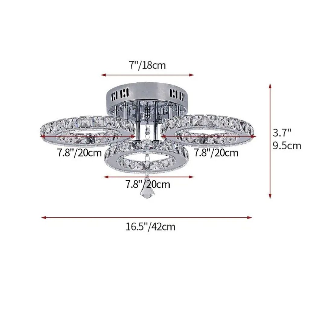 Křišťálové stropní svítidlo, tříkroužkový design, Obrázek produktu 