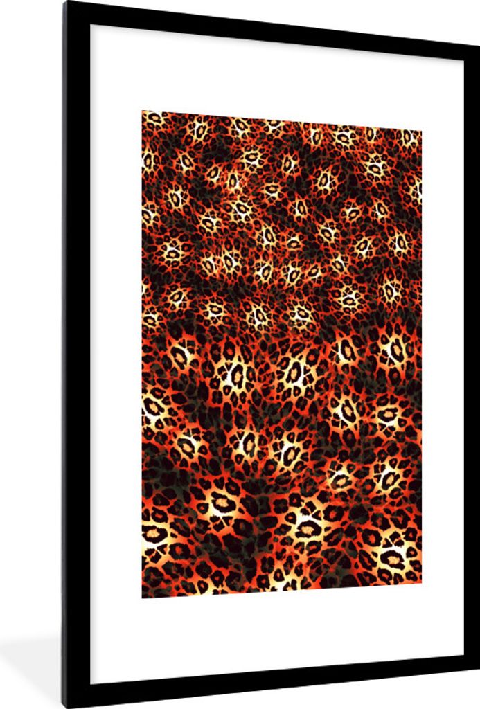 MuchoWow Gerahmtes Poster Leopard - Muster - Rot 60x90 cm - Poster mit Schwarzem Bilderrahmen Wandposter Rahmen Foto Bilder - Dekoration - Wandpo...