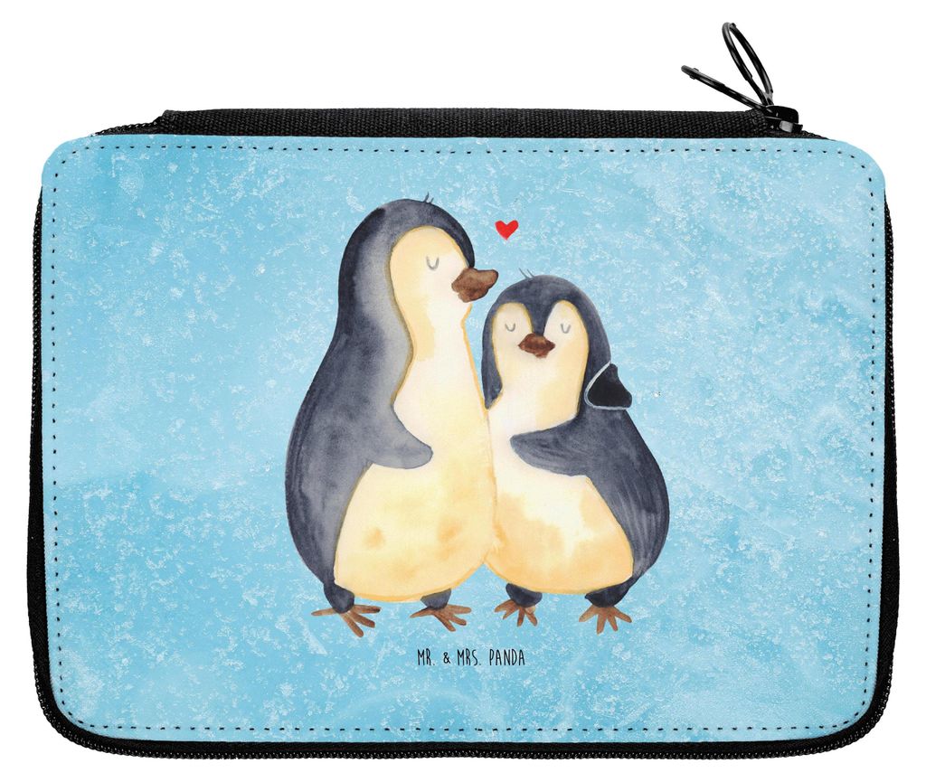 Mr. & Mrs. Panda Schlampermäppchen Pinguin umarmen - Eisblau - Geschenk, Verknallt, Mäppchen, Bleistiftetui, Schulmäppchen, Federmäppchen, Etui...