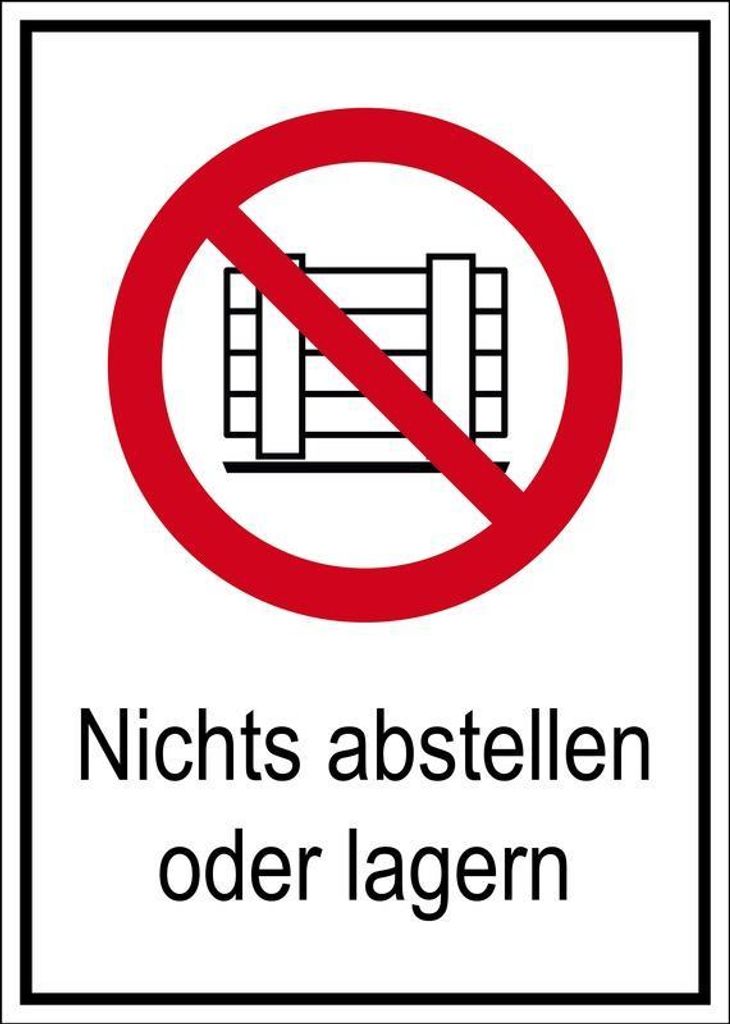 Verbotsschild "Abstellen oder Lagern verboten", für Innen- und Außenbereiche, in verschiedenen Größen und Materialien verfügbar, Maße 21 x 29...