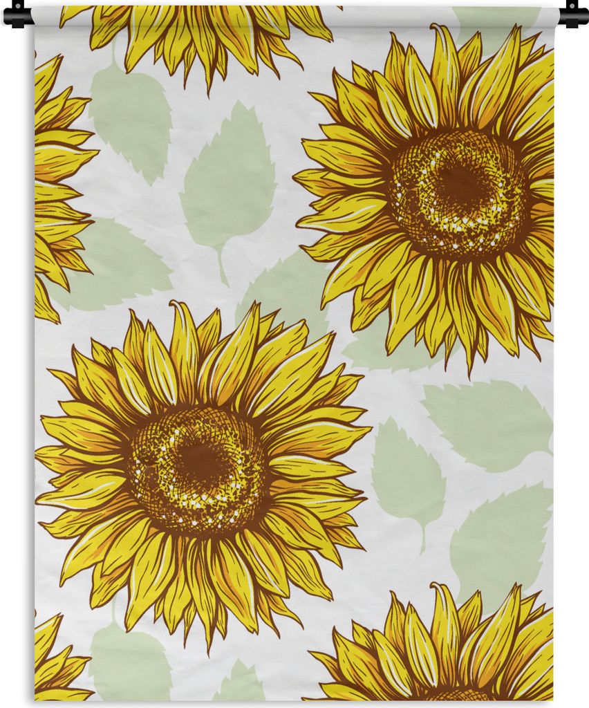 MuchoWow Wandteppich Wandbehang Sonnenblume - Muster - Blumen 60x80 cm Tapisserie Dekoration Wandtuch - Decke - Wandtücher - Wohne